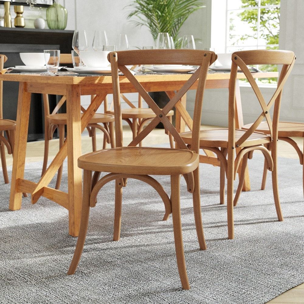 Lancaster Home Ash Wood Cross Back Chair Set Of 2