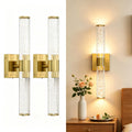 2 Pack Wall Sconce Bathroom Vanity Light Fixture Crystal Wall Light Dimmable 16 In