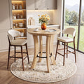 2 Person Round Dining Table 39.4 H Counter Height Bar Table With Footrest Modern Tall Kitchen Table