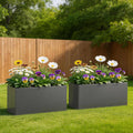 2 Piece 29 Inch Outdoor Metal Galvanized Steel Planter Box