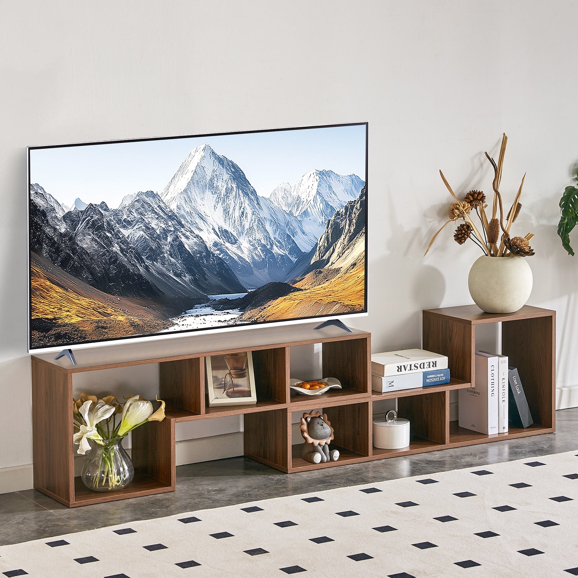 2 Piece Adjustable Cube Tv Stand With Open Shelves For Customizable Storage