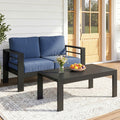 2 Piece Aluminum Outdoor Patio Loveseat With Coffee Table