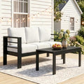 2 Piece Aluminum Outdoor Patio Sofa With Coffee Table