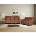 2 Piece Manual Reclining Sofa Set Brown Suede Upholstered 3 Seat Sofa Loveseat With Cup Holders Living Room Furniture Set