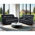 2 Piece Manual Reclining Sofa Set Faux Leather 3 Seat Sofa Loveseat With Console And Cup Holders Living Room Furniture Set