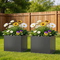 2 Piece Modern Galvanized Steel Outdoor Patio Metal Planter Box