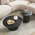 2 Piece Modern Round Coffee Table Center Table Set For Living Room Sofa Table Black End Table Tea Table