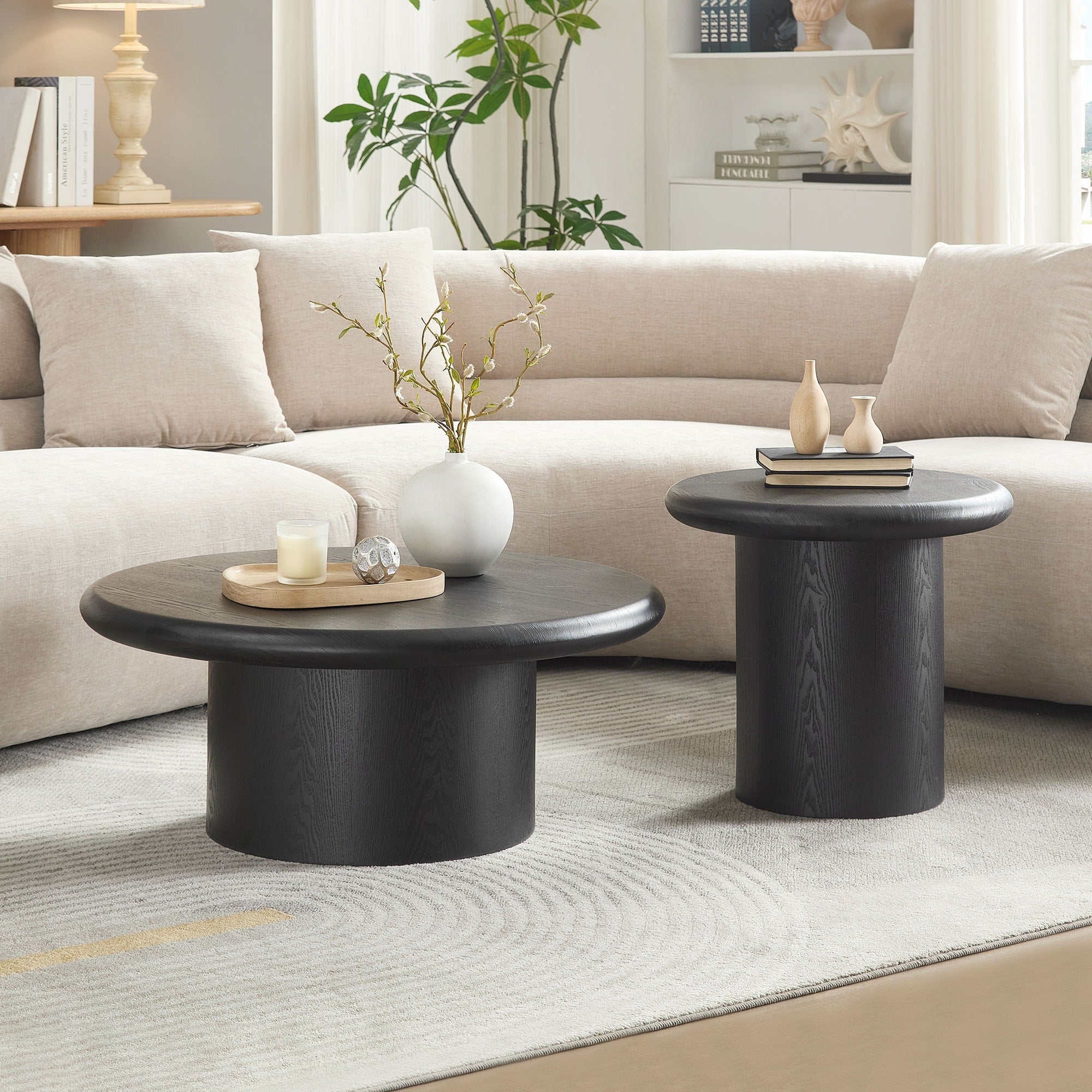 2 Piece Modern Round Coffee Table Set