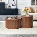 2 Piece Nesting Table Coffee Table Set For Living Room Walnut Side Table Sofa Table End Table Tea Table