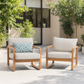 2 Piece Outdoor Chair Set With Thick Cushions In Acacia Wood