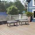 2 Piece Outdoor Ottoman Set Aluminum Frame With Cushions
