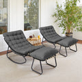 2 Piece Outdoor Patio Rocking Chair Lounge With Ottoman Set