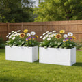 2 Piece Outdoor Rectangular Metal Planter Box For Vegetables Flowers Herbs