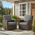 2 Piece Outdoor Swivel Rattan Lounge Chair Set 360 Rotation