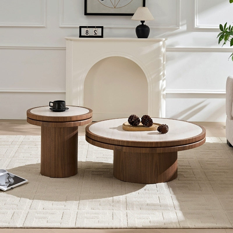 2 Piece Round Coffee Table Set Stylish And Durable Tables For Living Room Or Apartment Use