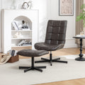2 Piece Seating Set Faux Leather Tufted Accent Chair And Ottoman