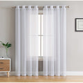 2 Piece Semi Sheer Voile Window Curtain Drapes Grommet Top Panels For Bedroom Living Room Kids Room Set Of 2 Panels