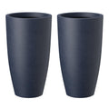 2 Piece Tall Concrete Round Planter Set Large Indoor Outdoor Flower Pots