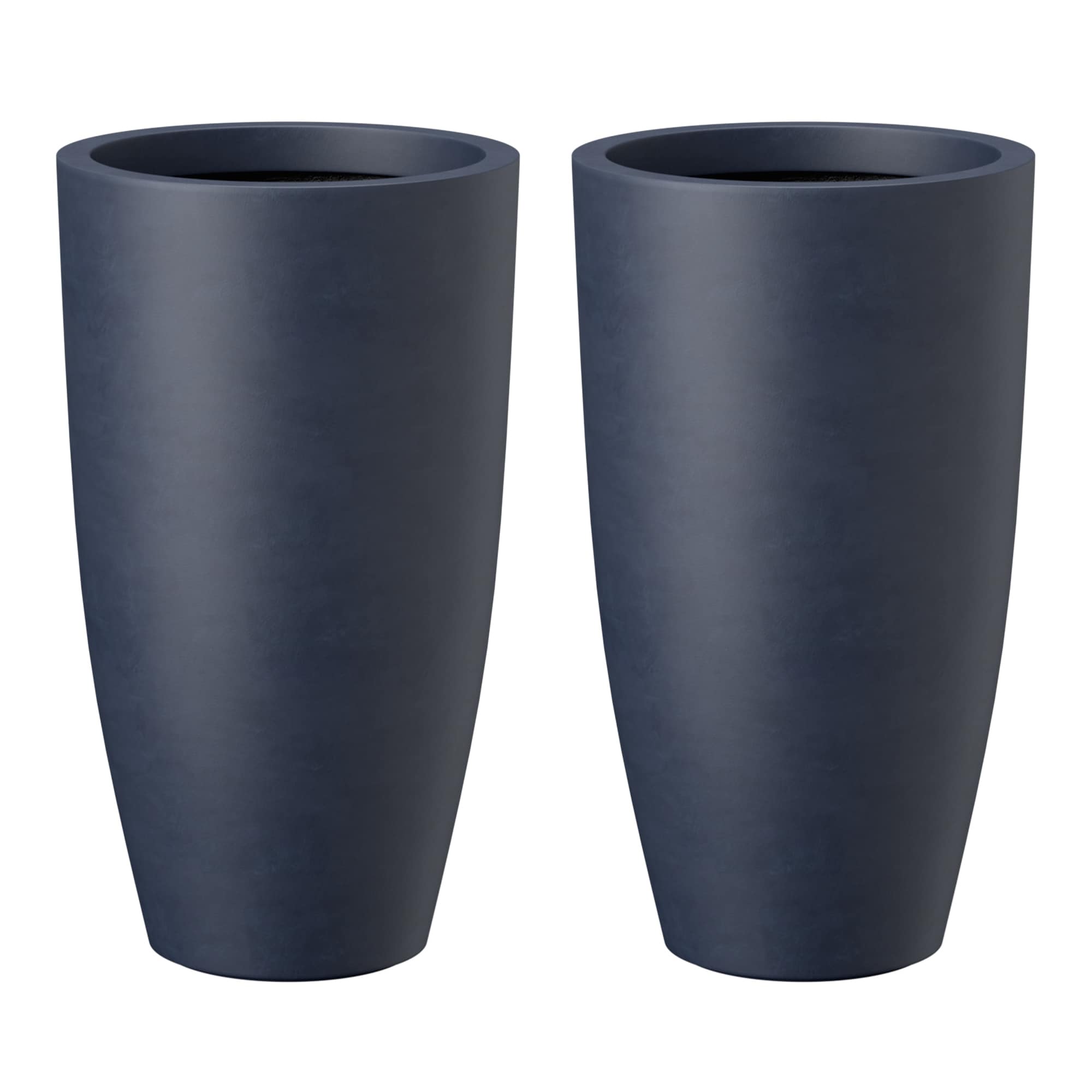 2 Piece Tall Concrete Round Planter Set Large Indoor Outdoor Flower Pots