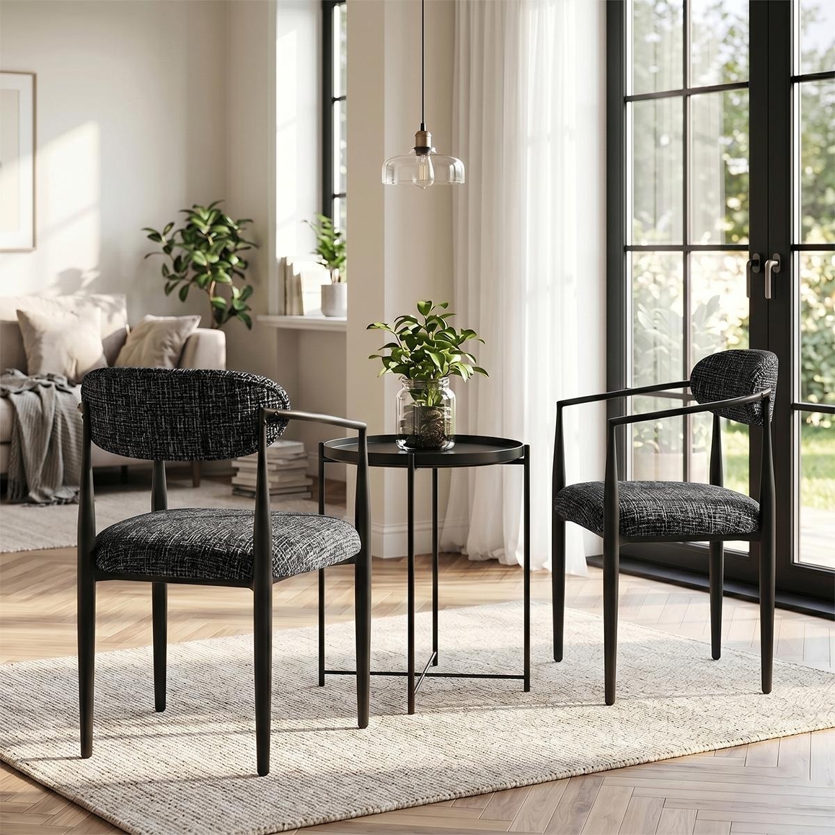 2 Piece Upholstered Accent Armchair Set