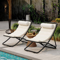 2 Pieces Outdoor Folding Chair With Thick Cushion For The Poolside Beach Backyard