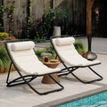 2 Pieces Outdoor Folding Chair Rattan Wrapped Patio Chair With Adjustable Backrest Thick Cushion And Detachable Headrest