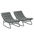 2 Pieces Outdoor Rocking Chairs With Thick Cushions Outdoor Patio Rocker Set With Mesh Deep Seats Steel Frame