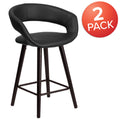 2 Pk. Brynn Series 24 High Contemporary Vinyl Counter Height Stool With Cappuccino Wood Frame