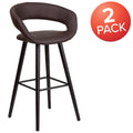 2 Pk. Brynn Series 29 High Contemporary Vinyl Barstool With Cappuccino Wood Frame