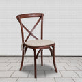 Wood Fabric Cross Back Cushioned Chairs Set Of 2