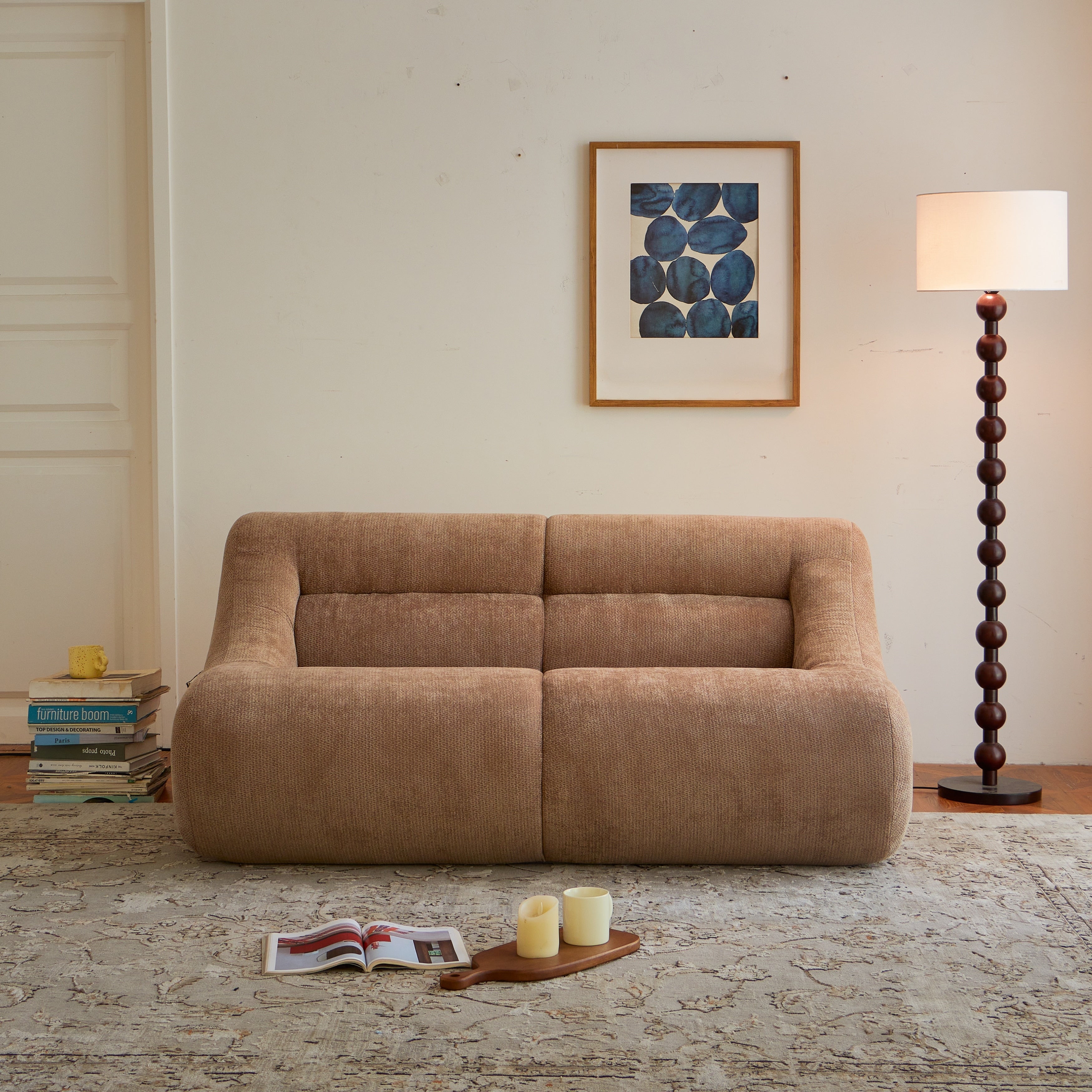 2 Seater Couch Deep Seat Modern Sofa With Chenille Fabric