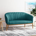 2 Seater Sofa Couch Minimalist Loveseat With Curved Backrest Leisure Sofa Couch With Wood Legs For Living Room