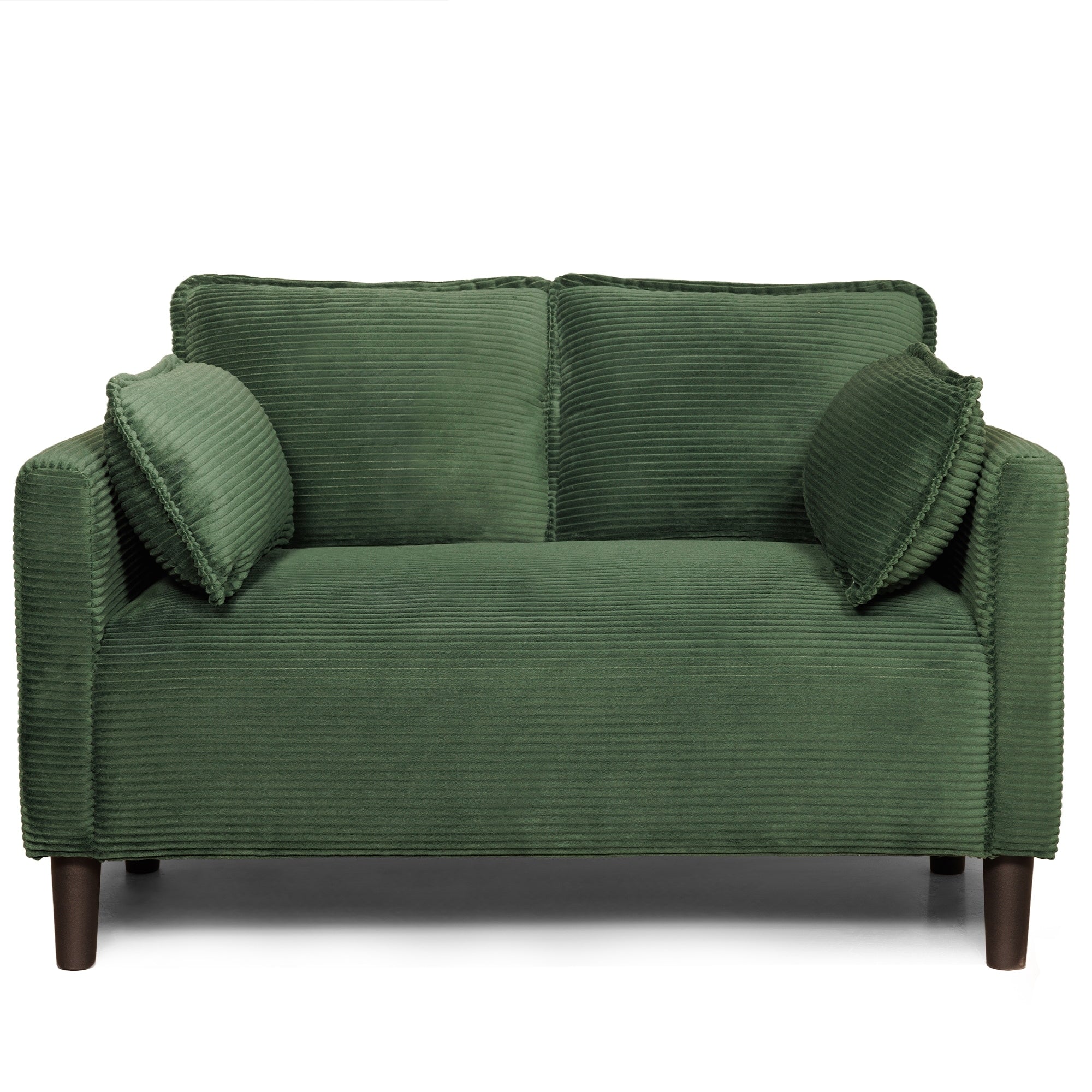2 Seater Sofa With Side Pocket Minimalist Living Room Loveseat Dark Green Two Seat Sofa Couch With Wood Frame