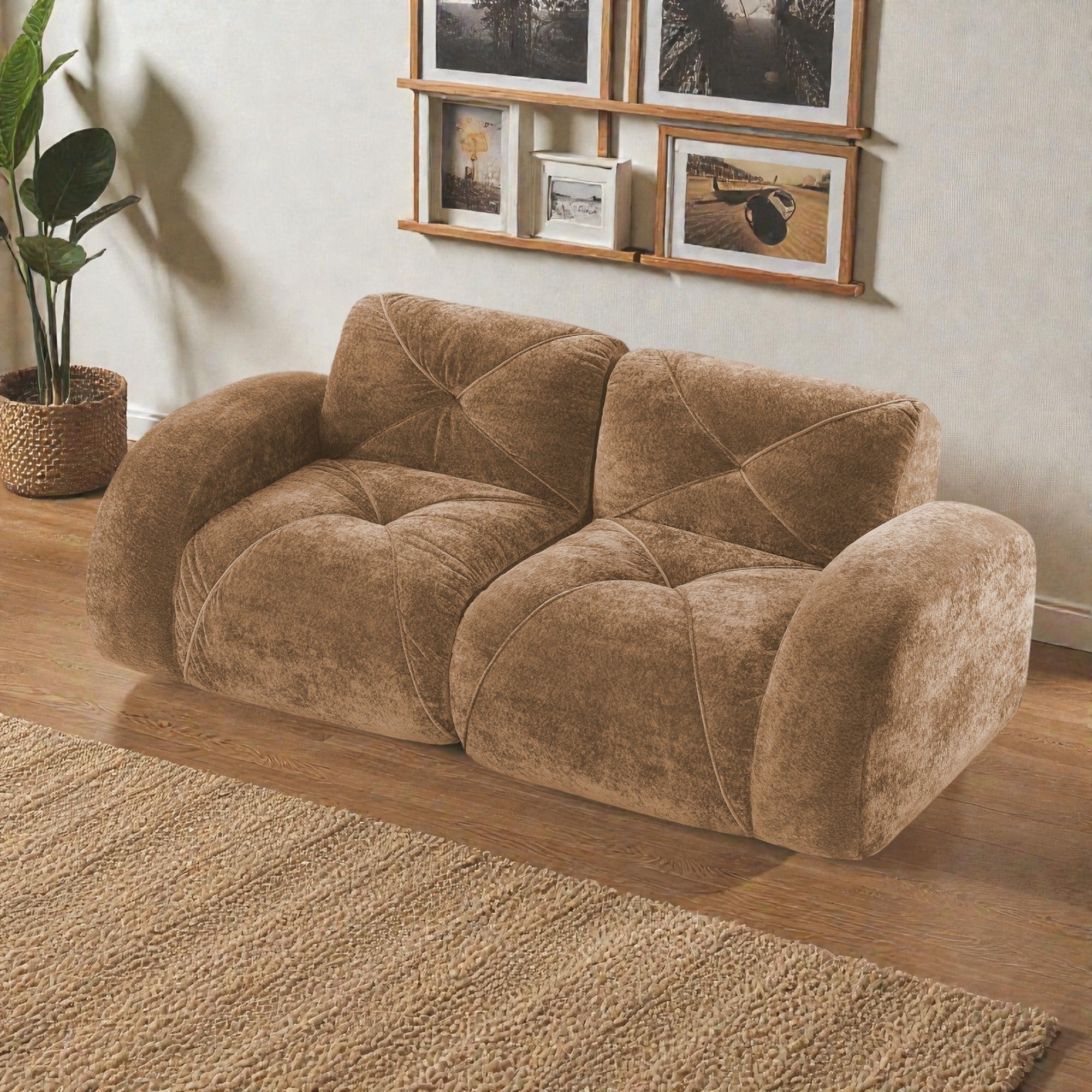 2 Seater Tufted Velvet Sofa Boneless Cloud Couch With 32D High Density Foam No Assembly Living Room Sofa