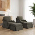 2 Set Modern Chenille Swivel Armchair Storage Ottoman