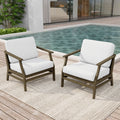 2 Set Patio Teak Wood Outdoor Chair With Cushions
