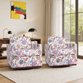 2 Set Pattern Swivel Armchair Linen Upholstered Accent Chair