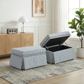 2 Set Rectangle Chenille Upholstered Storage Ottoman