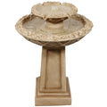 Sunnydaze Beveled Flower 2 Tier Outdoor Birdbath Garden Water Fountain 28 Inch
