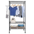 2 Tier Closet Organizer Garment Rack Clothes Storage Hanger Shelf With Hooks.
