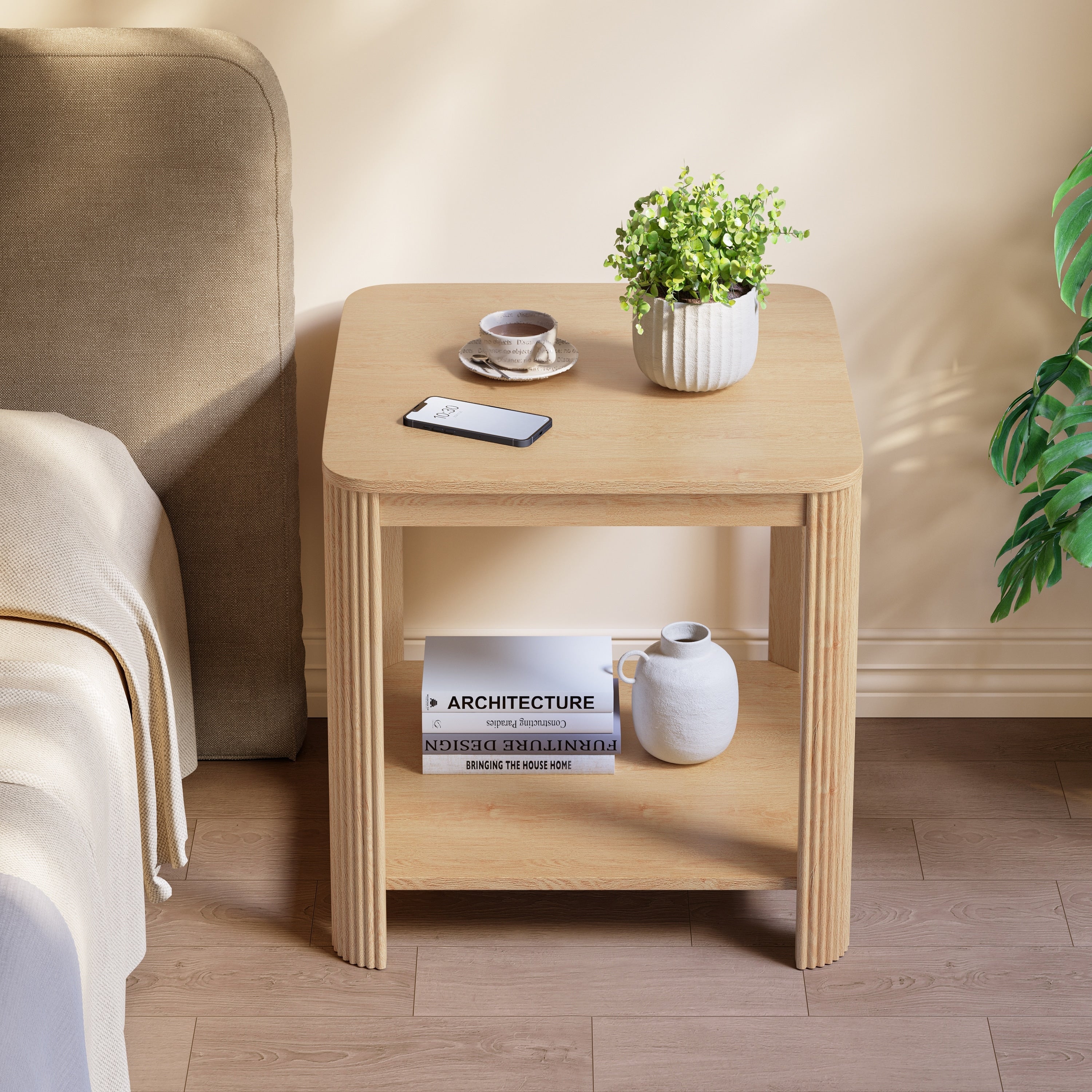 2 Tier Corner Table End Table Side Table With Storage Shelf Sofa Table Rustic Coffee Table Tea Table