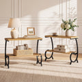 2 Tier End Table Narrow Couch Side Table With J Shaped Metal Legs