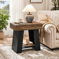 2 Tier End Table Two Tone Couch Side Table With Shelf Bedside Nightstand For Living Room Bedroom
