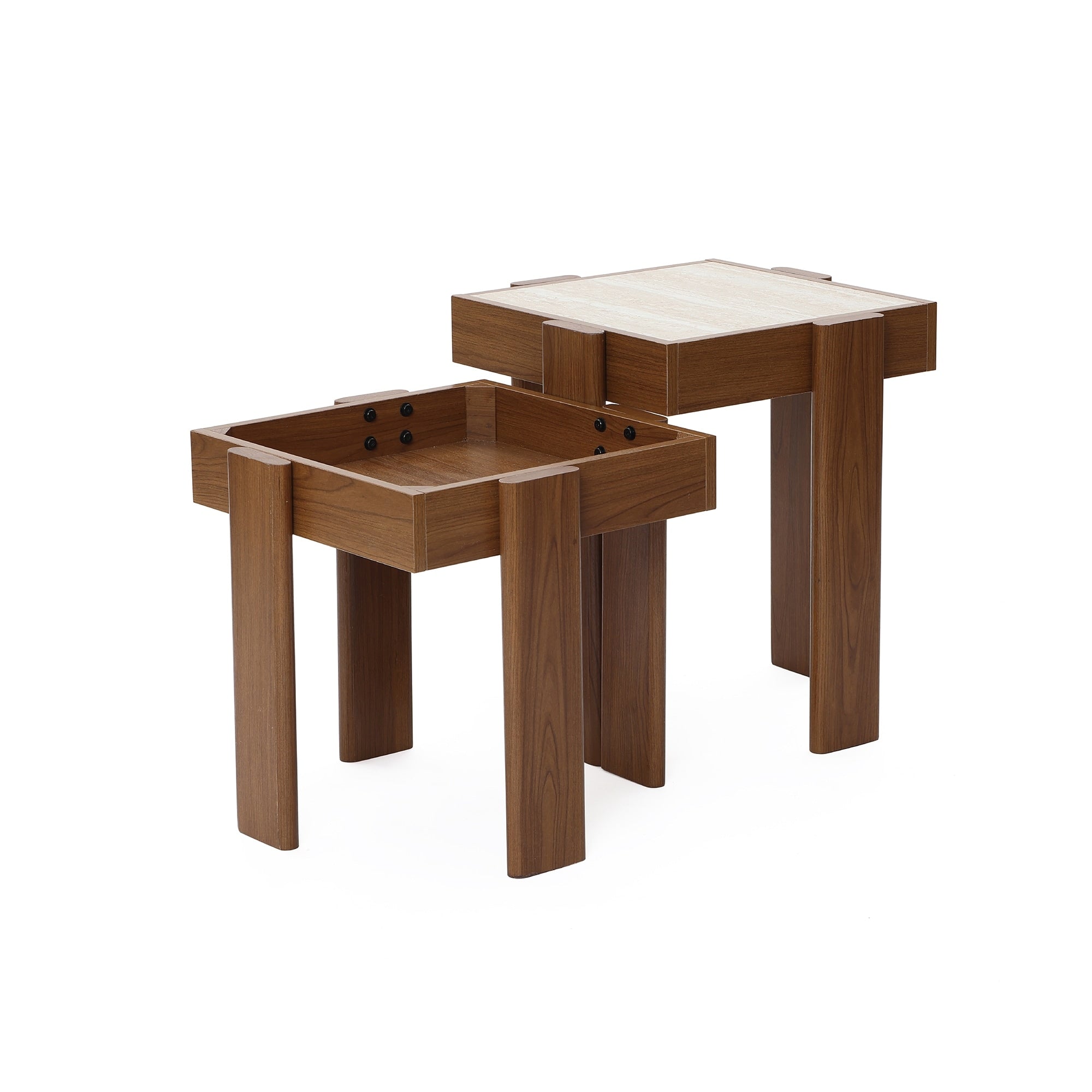 2 Tier Farmhouse Side Table Engineered Wood Sofa Or Bedside Storage Stand