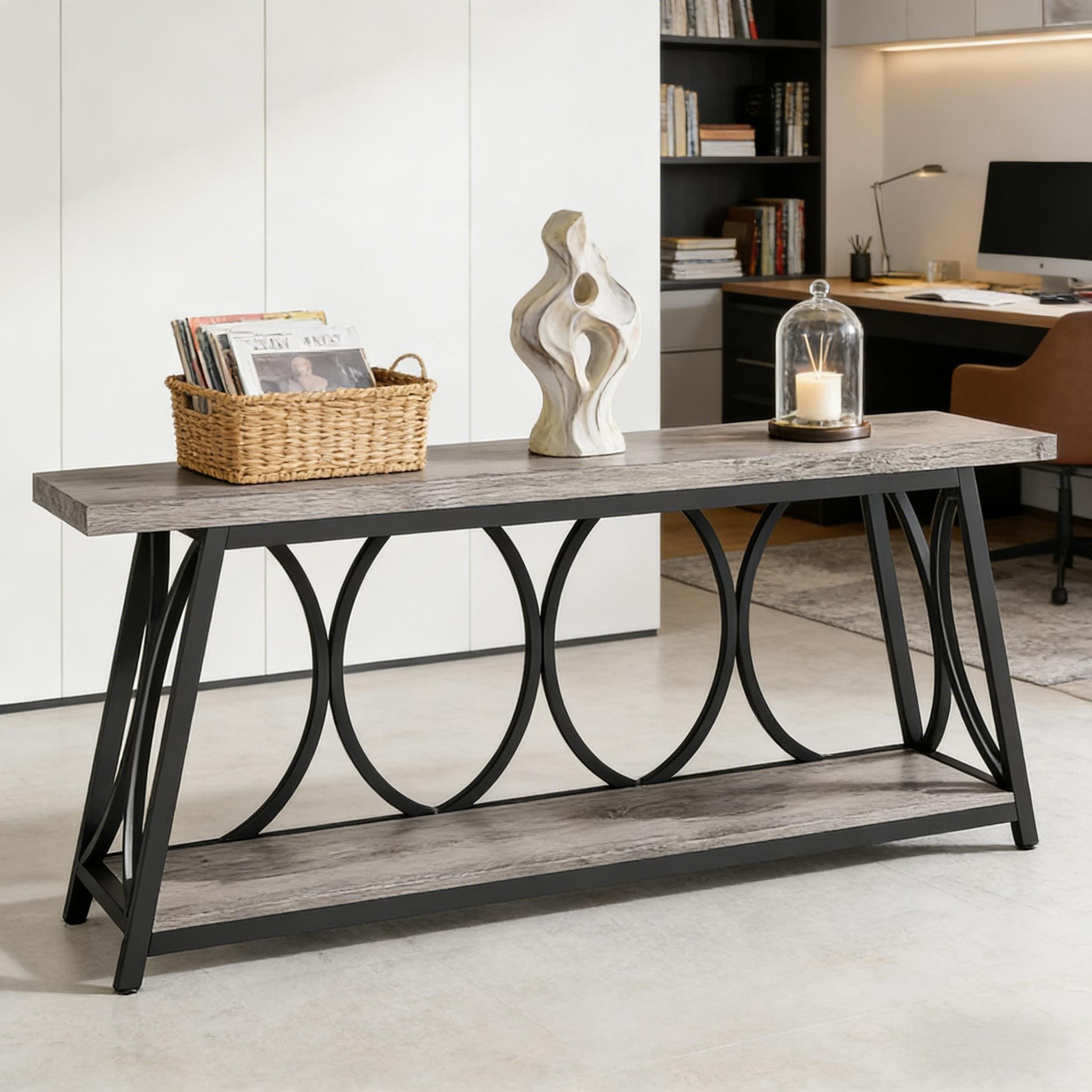 2 Tier Hall Table Vintage Console Table Sturdy Sofa Table