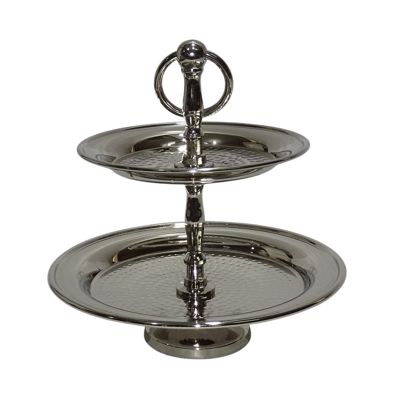 2 Tier Hammered Cake Stand