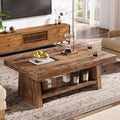 2 Tier Solid Wood Coffee Table For Living Room 47.24 L X 23.62 W X 19.68 H
