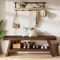 2 Tier Solid Wood Entryway Bench