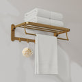 2 Tier Stainless Steel Bath Towel Rack With 5 Hooks
