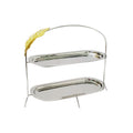 2 Tier Stand With Gold Fern 16X6